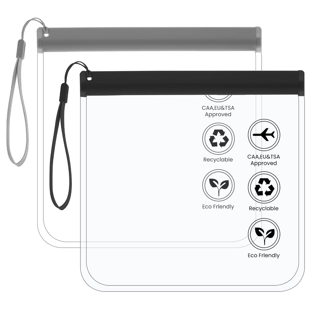 2Pcs Clear Airport Security Liquids Bags,Travel Toiletry Bags, Toiletries Makeup Bags 20cmx