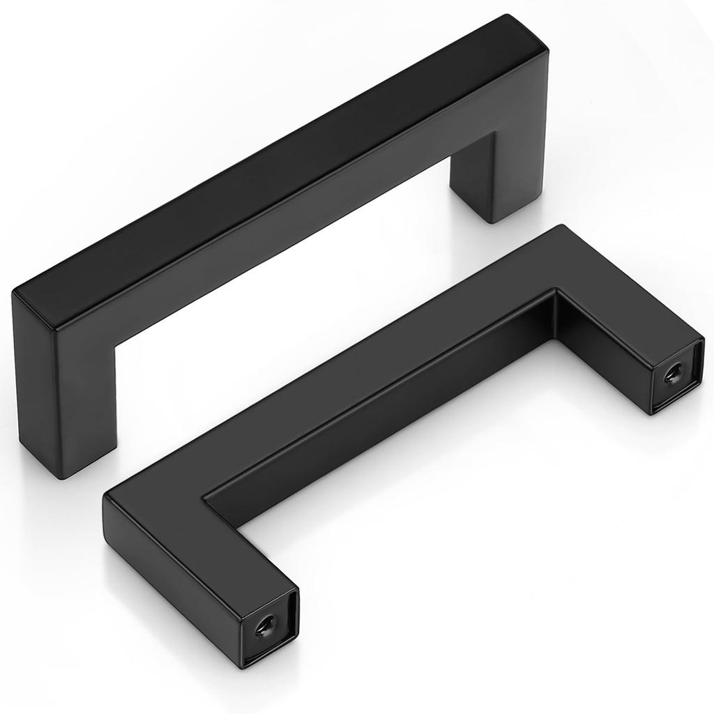 Probrico 76mm Black Cabinet Pulls Cabinet Handles Stainless Steel Drawer Pulls Cupboard Squ