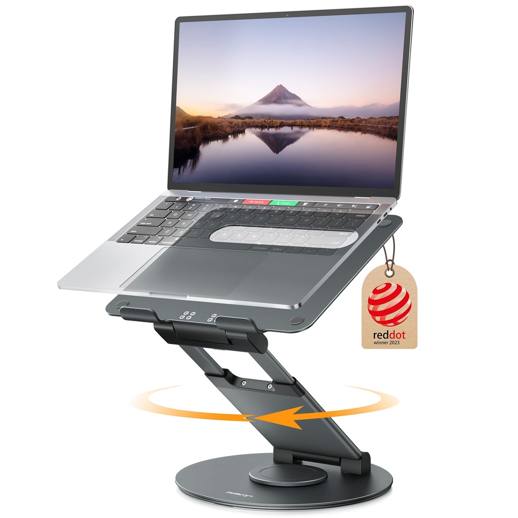 Nulaxy Telescopic 360 Rotating Laptop Stand for Desk Adjustable Height Swivel Pull Out Design