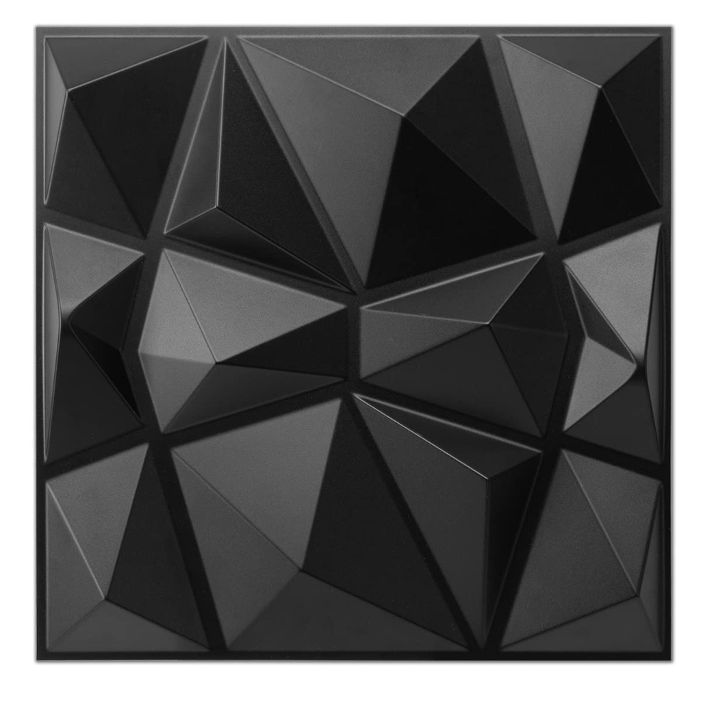 Art3d Decorative 3D Wall Panels in Diamond Design, 12"x12" Matt Black for Home and Office De