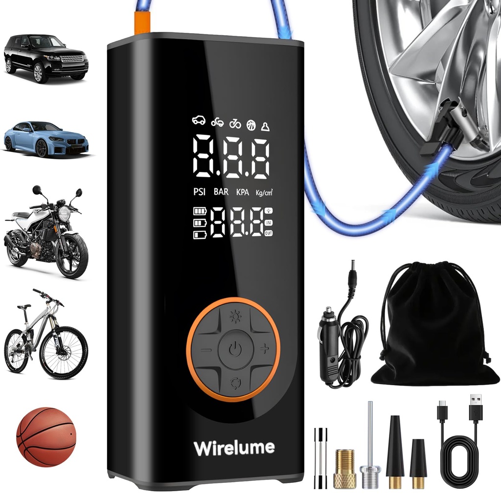 Cordless Tyre Inflator Portable Air Compressor Digital Car Tire Pump DC 12V 150 PSI Electric