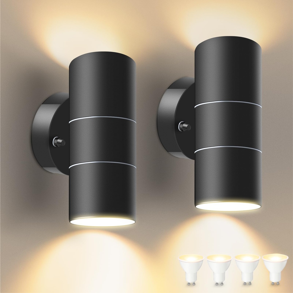 ALUSSO Outdoor Wall Lights Mains Powered Outside Up Down Lights, 5W 400LM Stainless Steel Ou