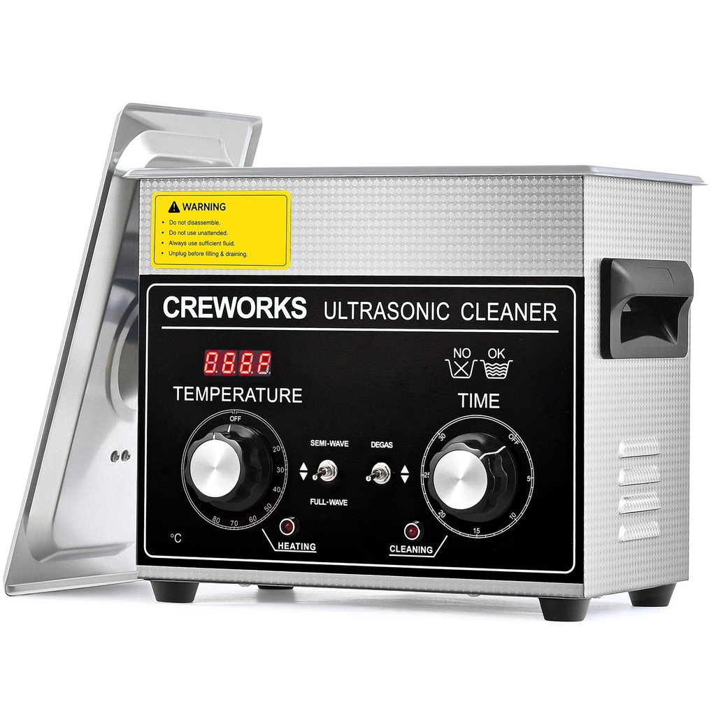 CREWORKS 3L Ultrasonic Cleaner with Heater and Timer, 120W Stainless Steel