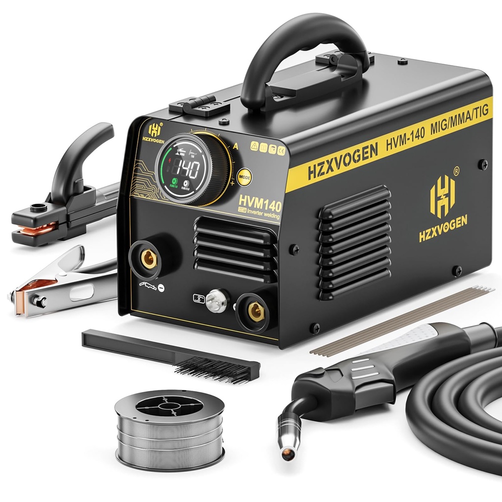 H HZXVOGEN 140A MIG Welder, 240V Flux Core MIG/Lift TIG/Stick Welding Machine 3 in 1 