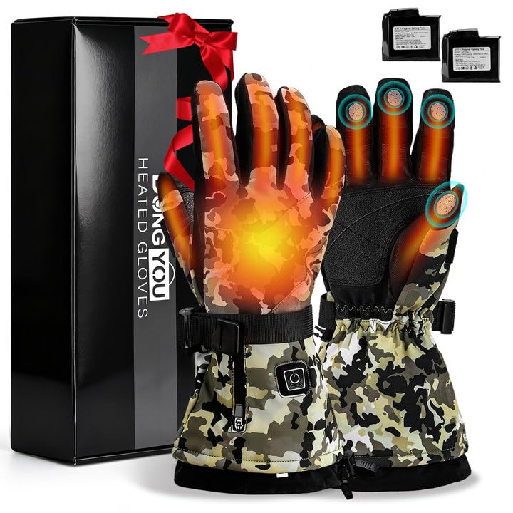 COVVY Heated Gloves for Men Women, 7.4V 3000mAH Rechargeable Battery Touchscreen Ski Heating