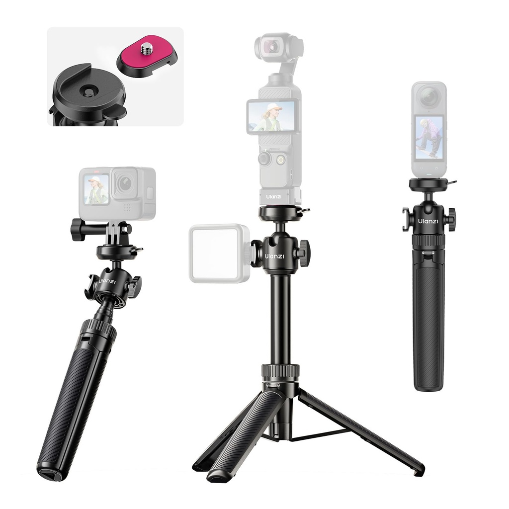 ULANZI MT90 Action Camera Tripod Stand Vlog Handle Grip with Cka Quick Release w Ballhead w