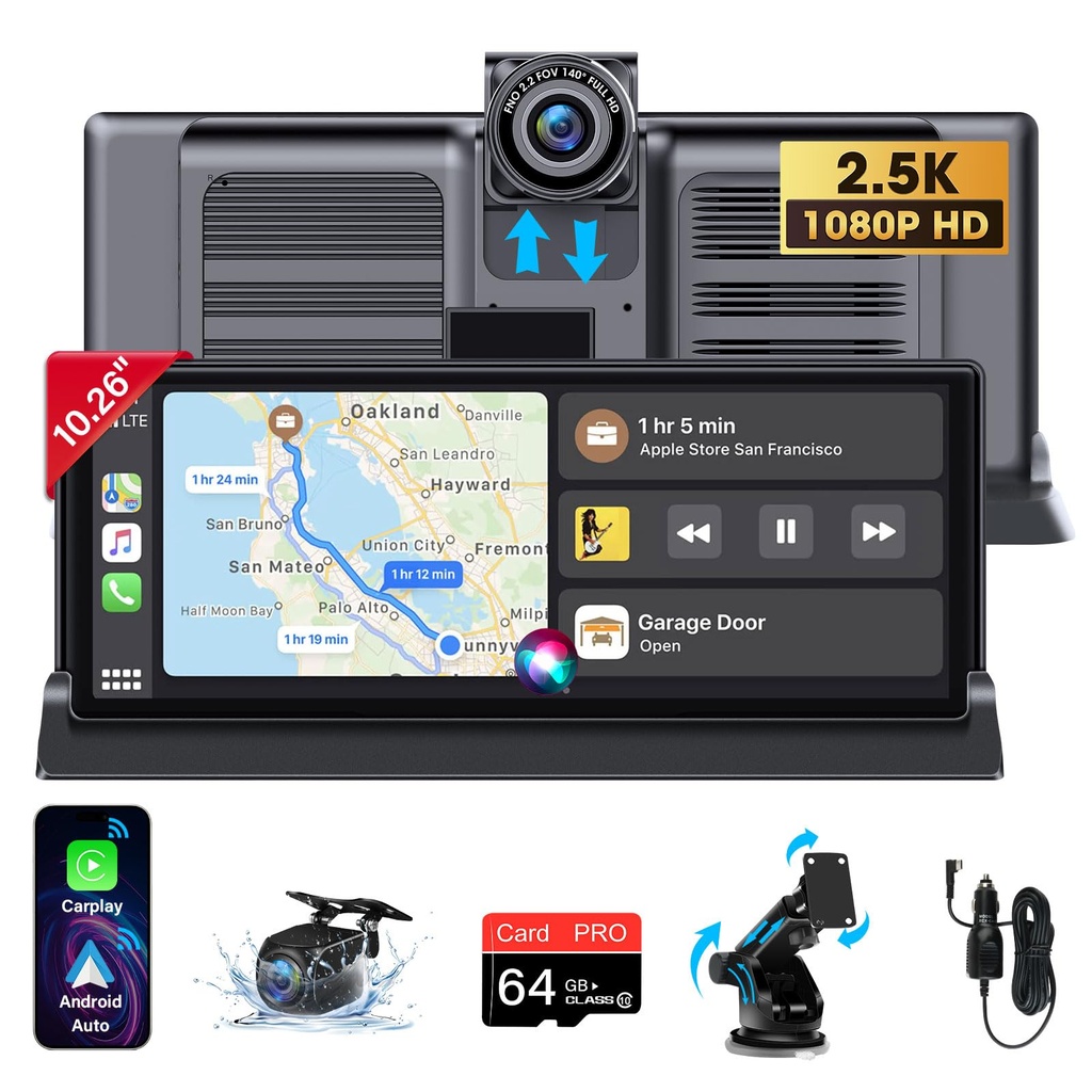 Vtopek Apple Carplay Screen 10.26 inch Wireless Car Play Android Auto Car Screen 2.5K Dash