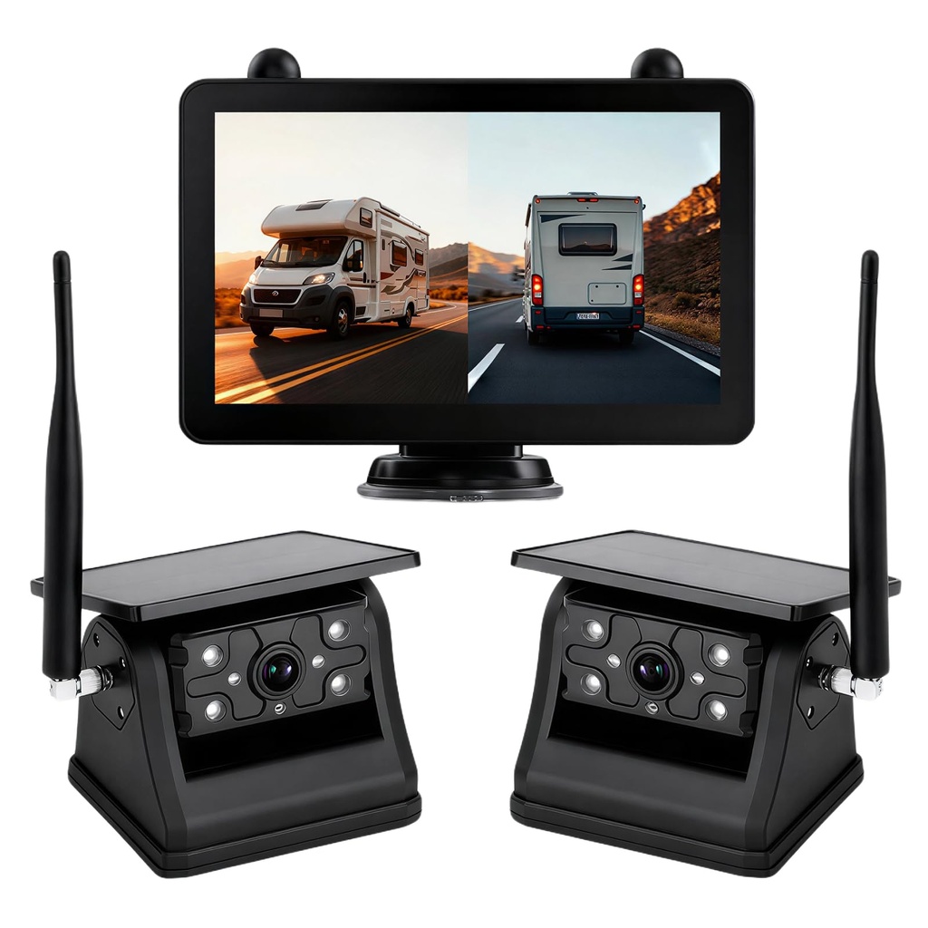 Ecoycoa 2 Solar Magnetic Wireless Reversing Camera Kit: 7" Touchscreen Monitor with 12000mAh