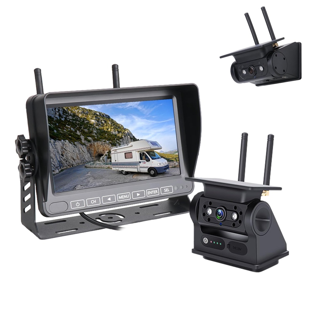 Ecoyoca Solar Magnetic Reversing Camera Kit, 7" 1080P Backup Camera, 1-Min Install 10000mAh