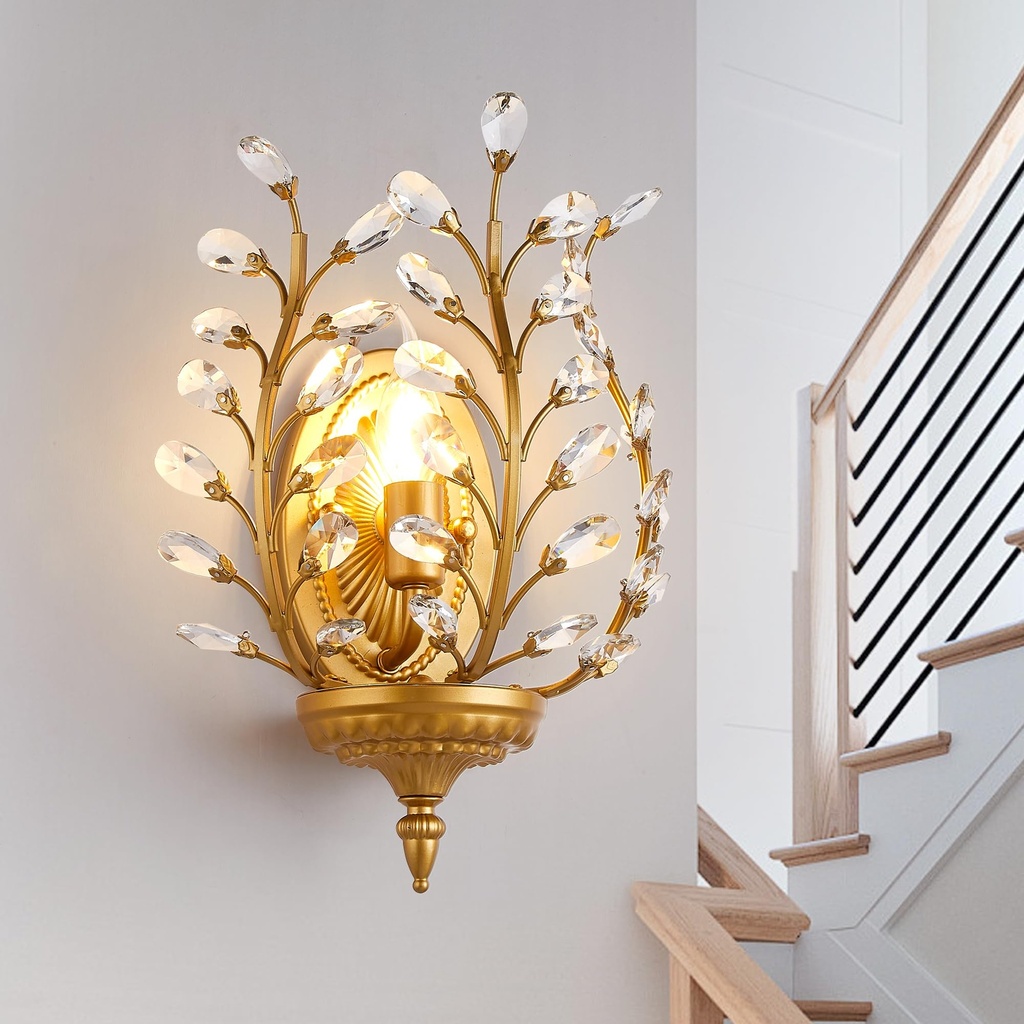 Ganeed Crystal Wall Lights Antique Retro Vintage French Style Rustic Indoor Wall Lamps for H