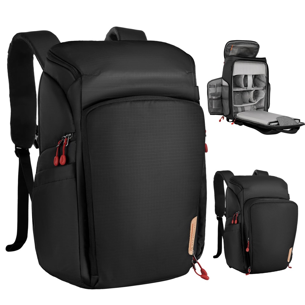 K&F Concept Camera Backpack for Photographers Large Capacity Camera Bags with Raincover, 15.