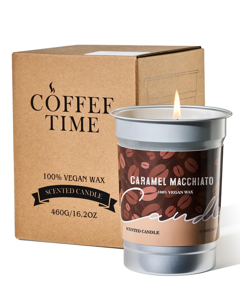 M&SENSE Coffee Scented Candle 460g, Caramel Macchiato Scent, 99 Hours Long Burn, Strong Sce