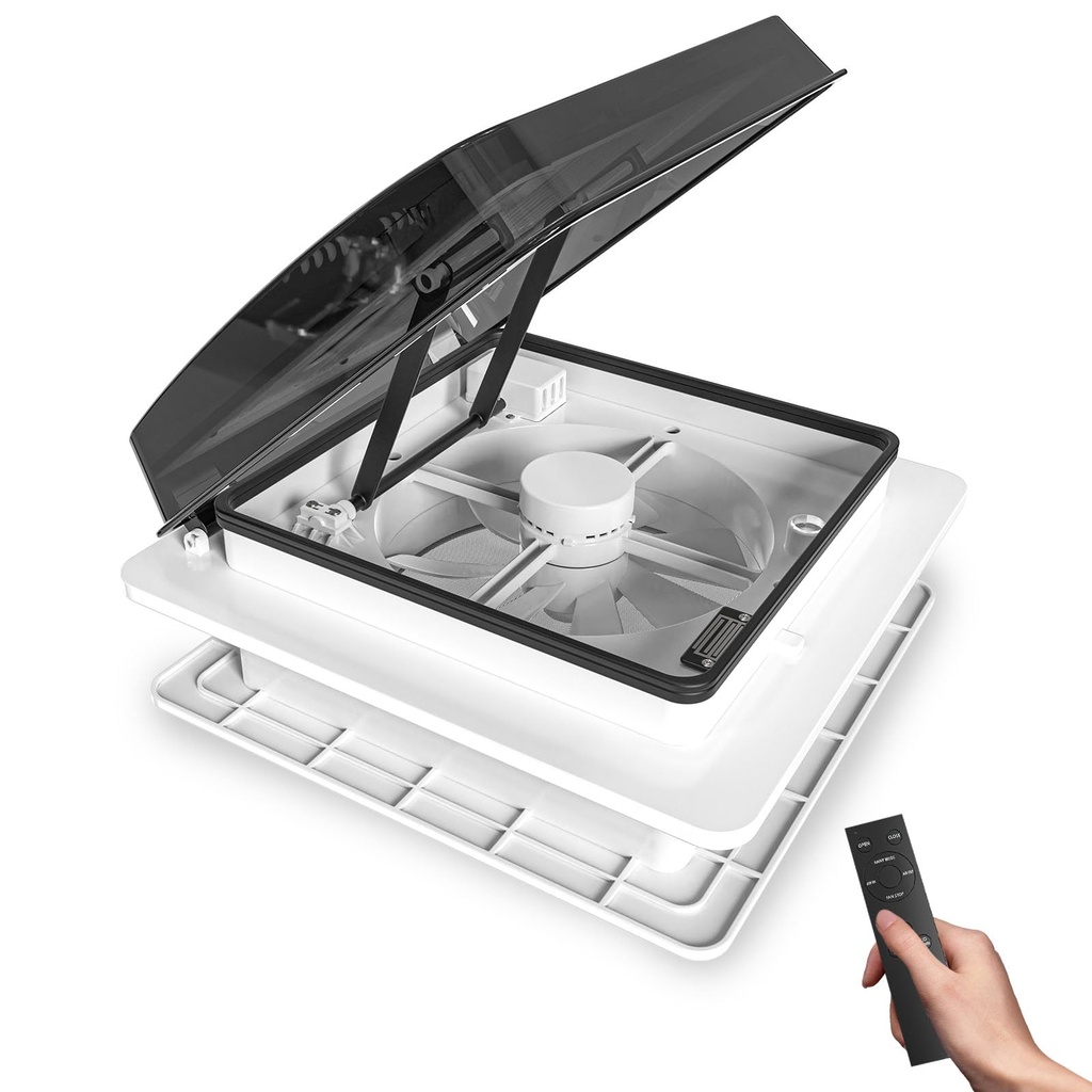 12V Caravan Roof Vent Fan Ã¢Â€Â“ Ultra Quiet, Reversible Airflow with Rain Sensor for Motorhomes