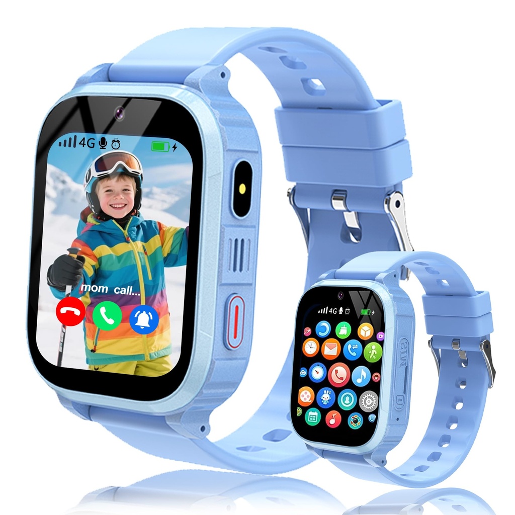Moikmlih GPS Kids Smart Watch Boys, 4G Smart Watch for Kids with Video/Voice Chat, SOS Call,