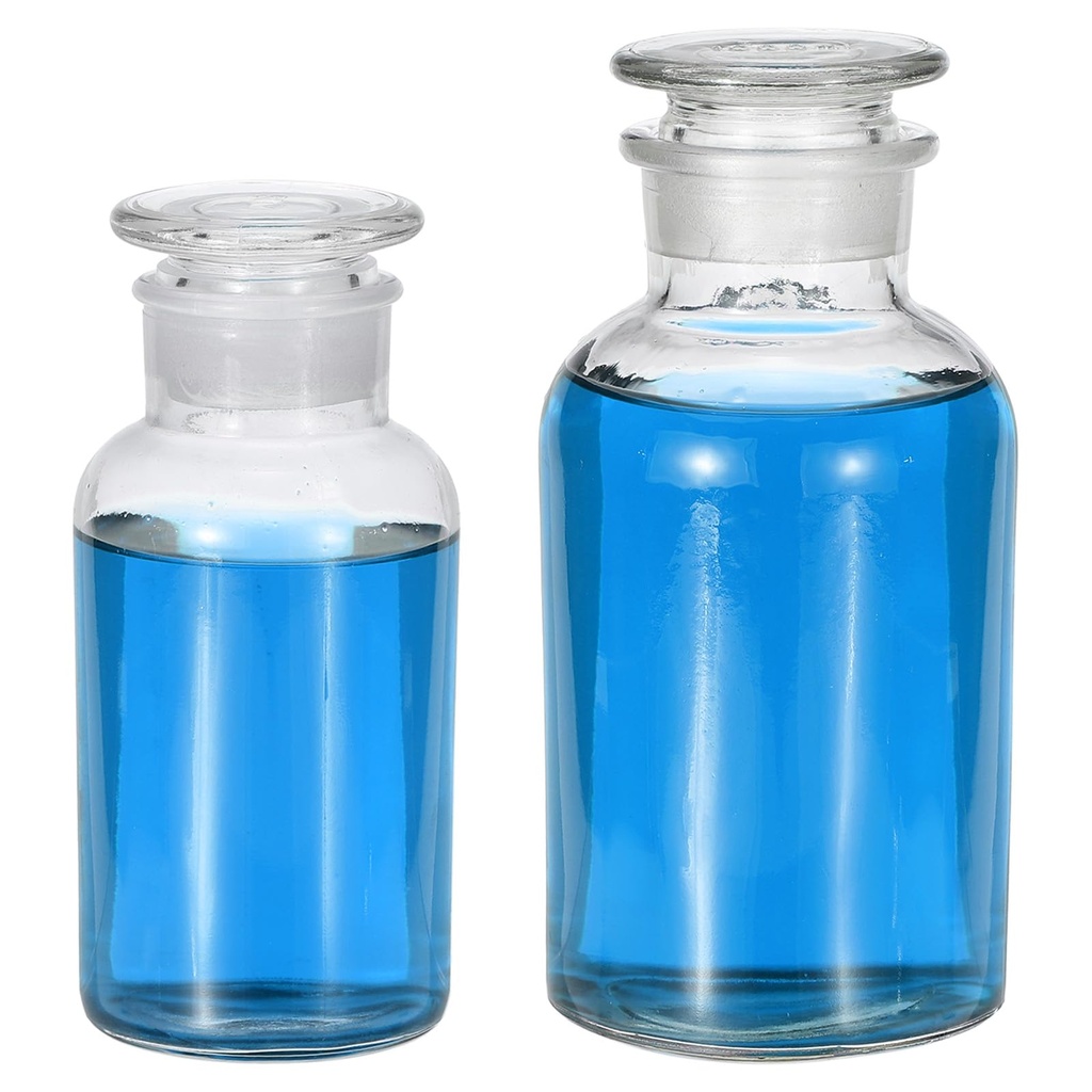 PATIKIL Reagent Media Bottle, 2 Pcs 500/1000ml Glass Wide Mouth Reagent Media Storage Bottle