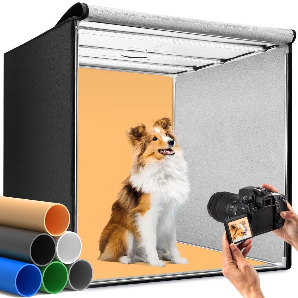 DUCLUS Light Box Photography 80 cm, Professional Portable Photo Studio Box 32 inch with 3 Adjustable LED Light Panels