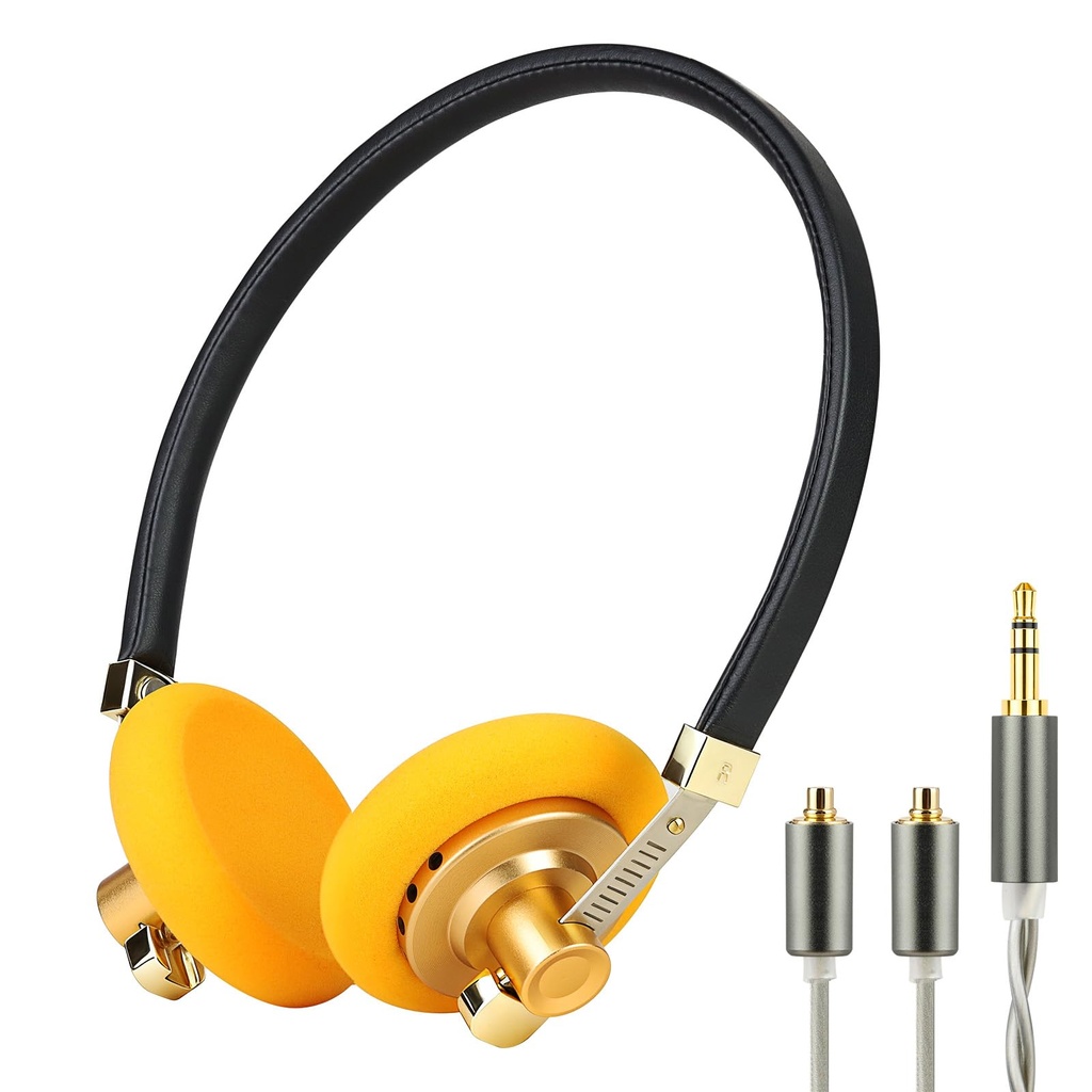 okcsc Retro Open-Back MMCX Wired Headphones Featuring 40mm drivers, stainless steel headband