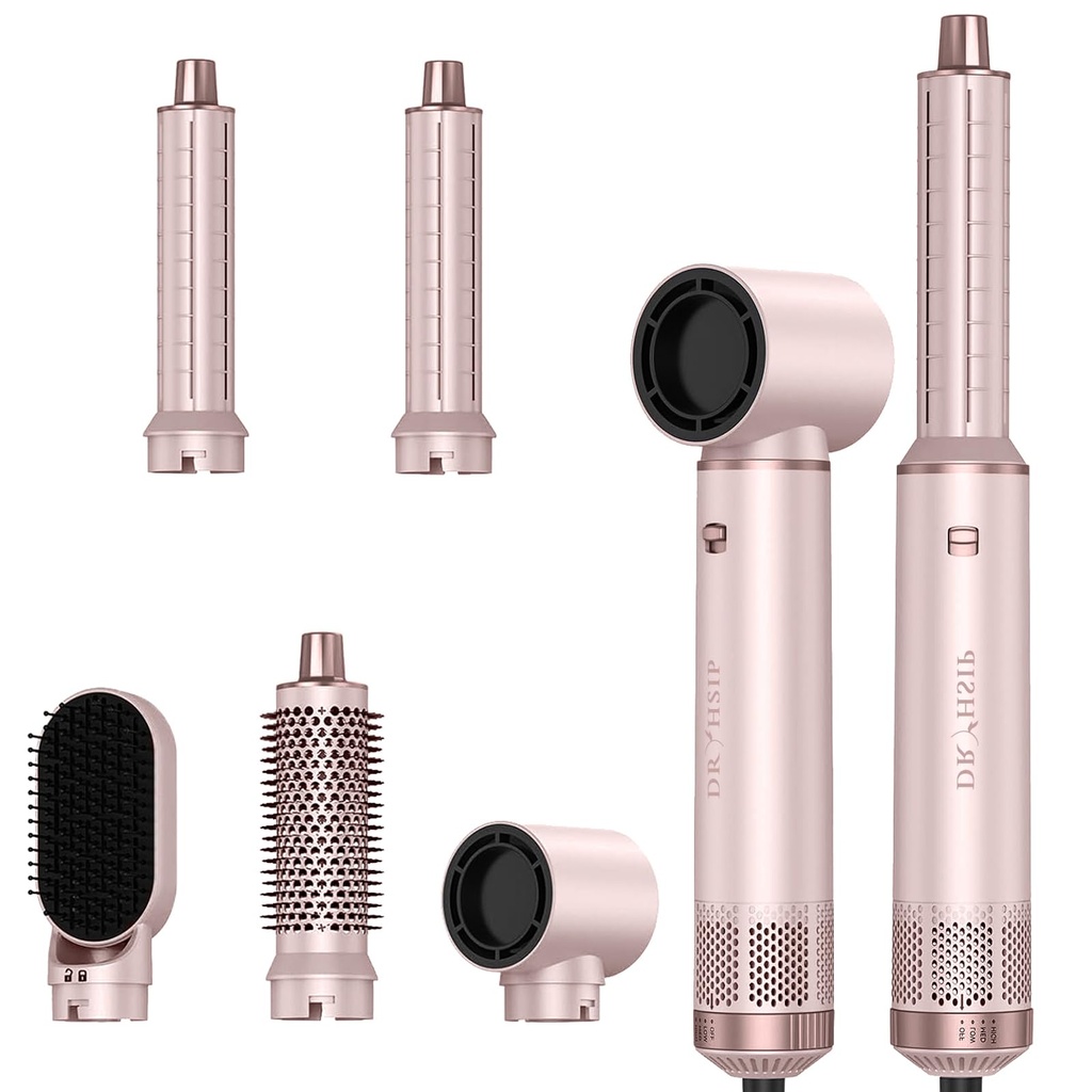 Dryhsip Hair Dryer Brush, 5-in-1 Hot Air Brush, Blow Dryer & Styler with Detachable Heads (C