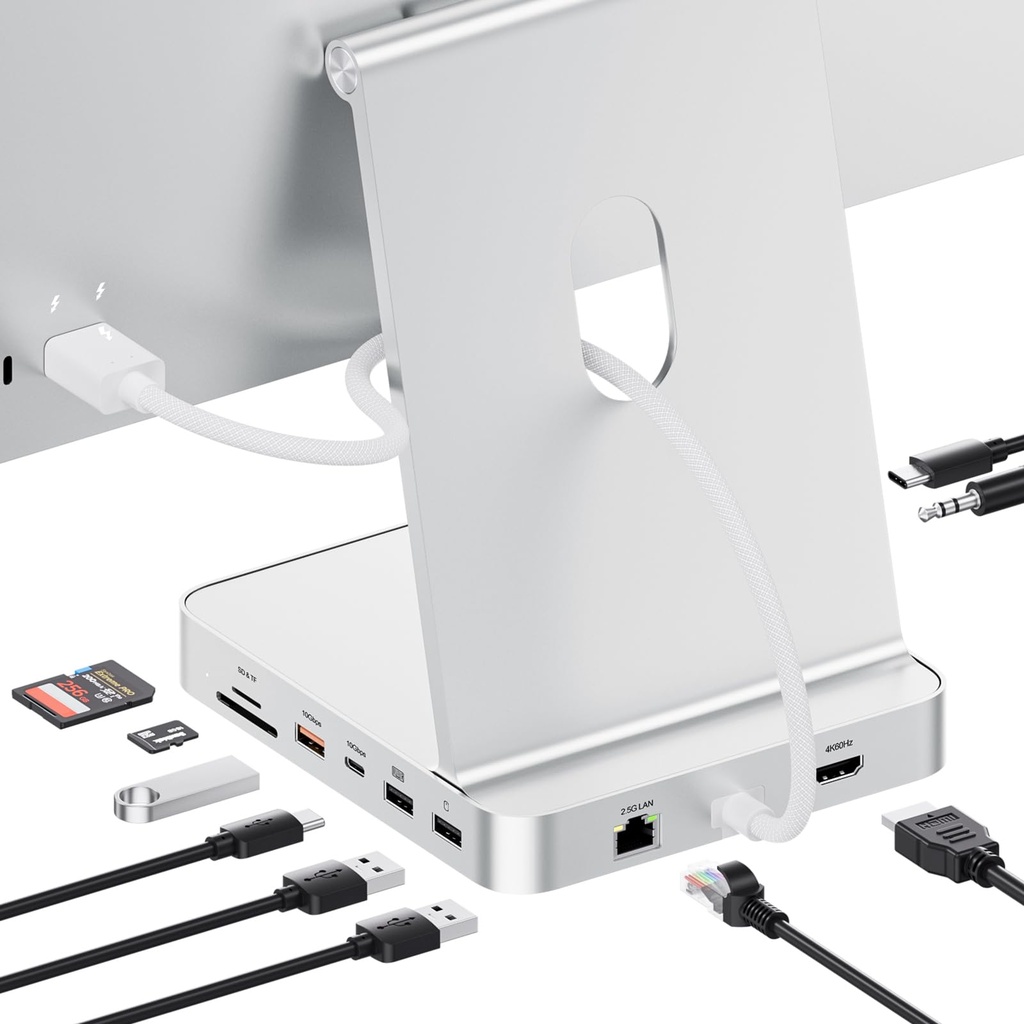 PULWTOP Upgraded 11 in 1 iMac Hub for iMac M1 M3 M4 Support 4TB SSD Enclosure (NOT Included)
