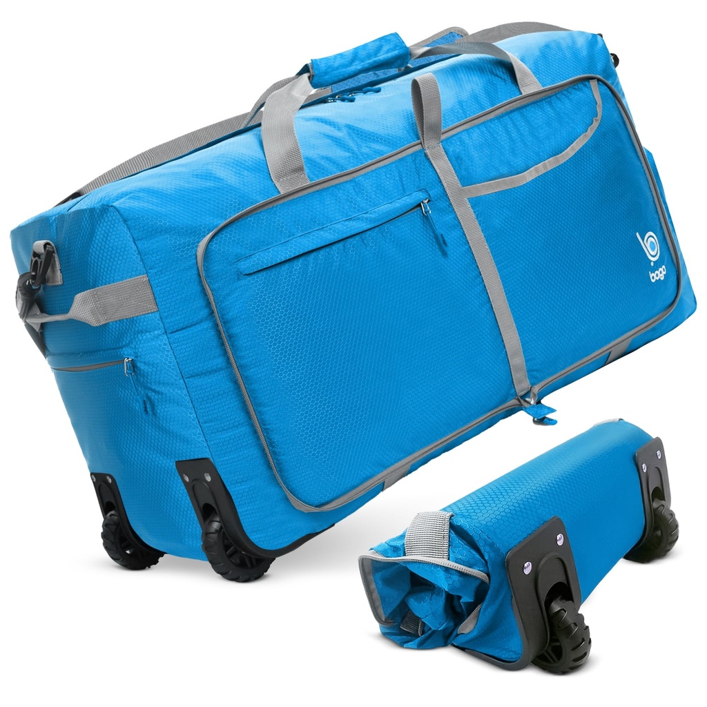 Bago Rolling Duffle Bag with Wheels - 31" 120L Foldable Weekender Bag, Waterproof Travel 