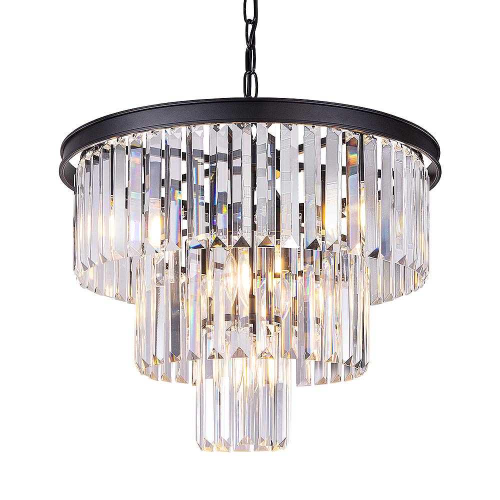 Wellmet 20 inch Crystal Chandelier, 3-Tier Contemporary Modern Bathroom Chandeliers, 7-Light