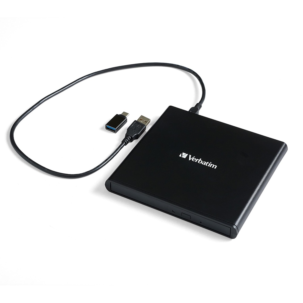 Verbatim Portable DVD Player, USB 2.0 Slim External CD DVD Drive for Laptop, CD/DVD +/-RW Re