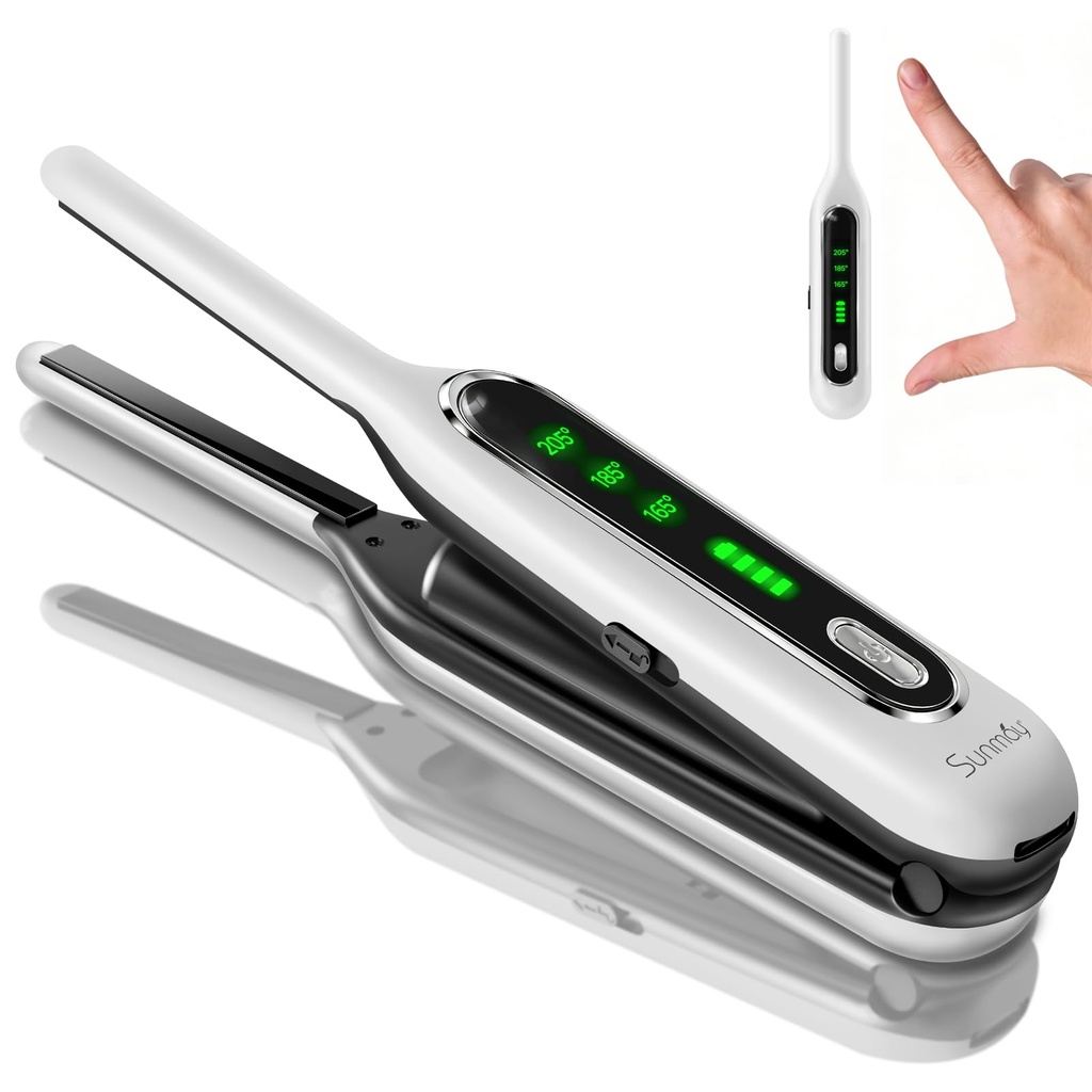 SUNMAY 0.3" Pencil Flat Iron Cordless, Mini Hair Straightener & Curler for Short Hair, Pixie