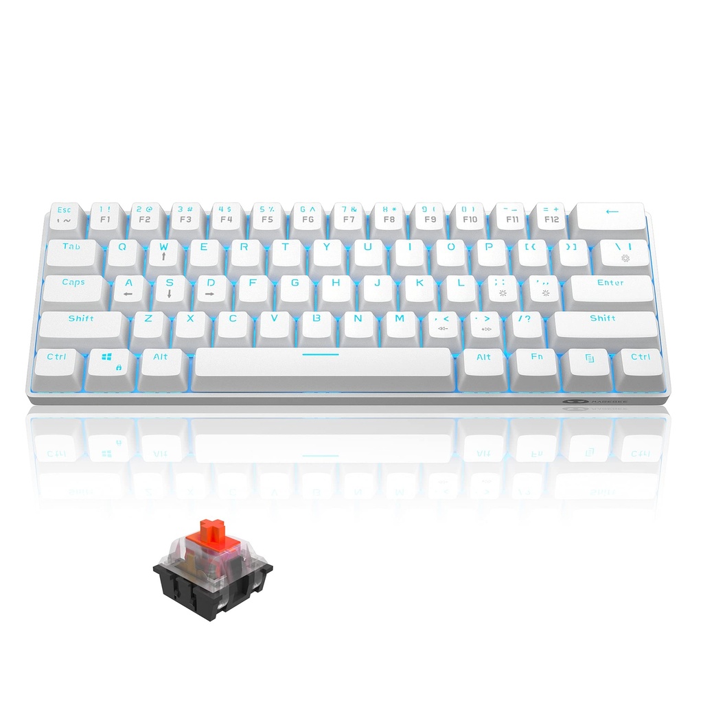 MageGee MK-Mini 60% Mechanical Gaming Keyboard, 61 Keys Compact Red Switches, Portable USB T