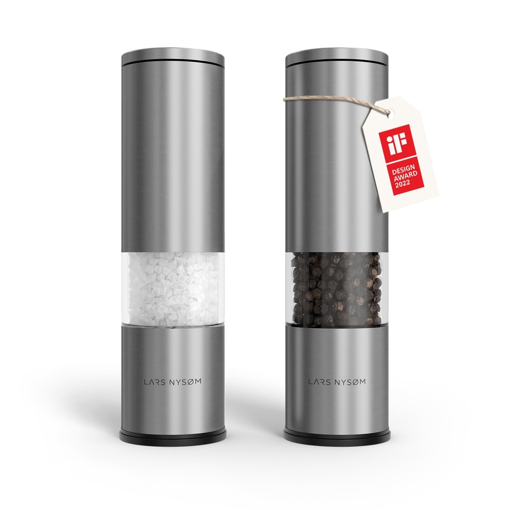 LARS NYSOM  Salt and Pepper Grinder Set Manual, Stainless Steel Salt and Pepper Mills