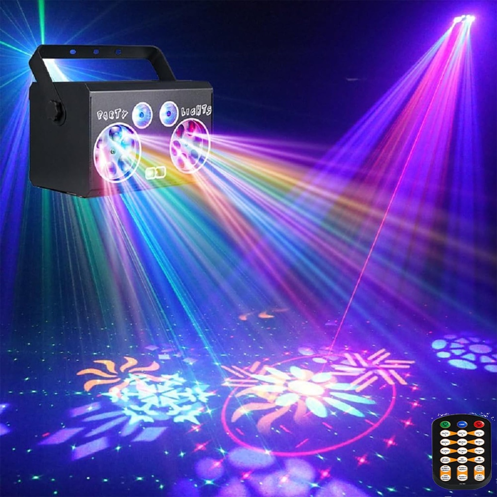 All in One Disco Lights LED Stage Lights DMX512, 16 Eyes Strobe DJ Lights, Sound Activated,
