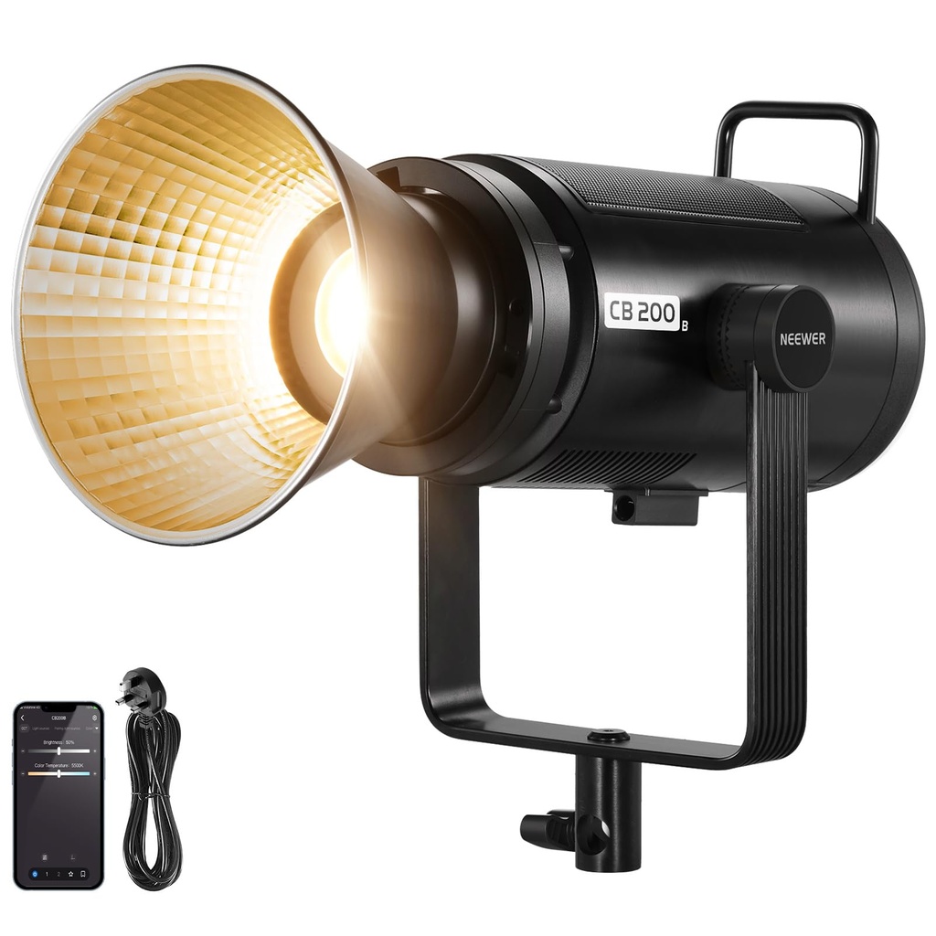 NEEWER CB200B 210W LED Video Light with 2.4G/APP Remote Control, All Metal Bi Color COB Con