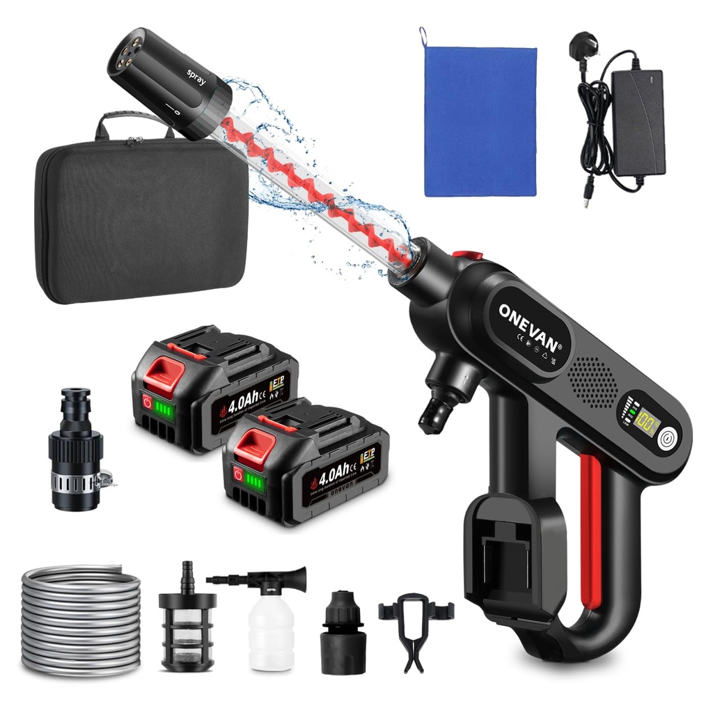 Cordless Pressure Washer- 80Bar(1160PSI) Brushless Power Washer - 5-in-1 Adjustable Nozzle