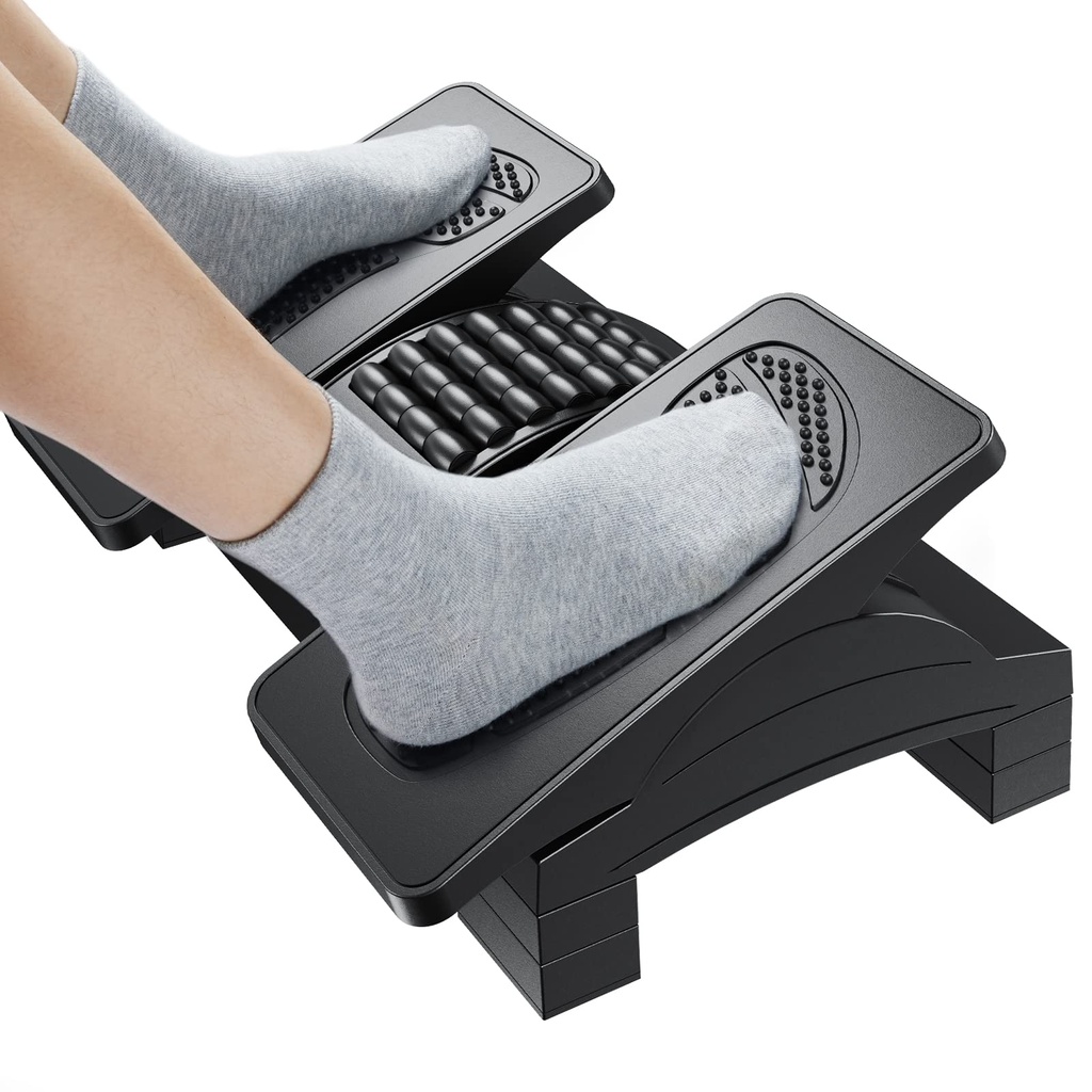 HUANUO Ergonomic Foot Rest Under Desk at Work, 3 Adjustable Heights, Desk Footrest with Mas