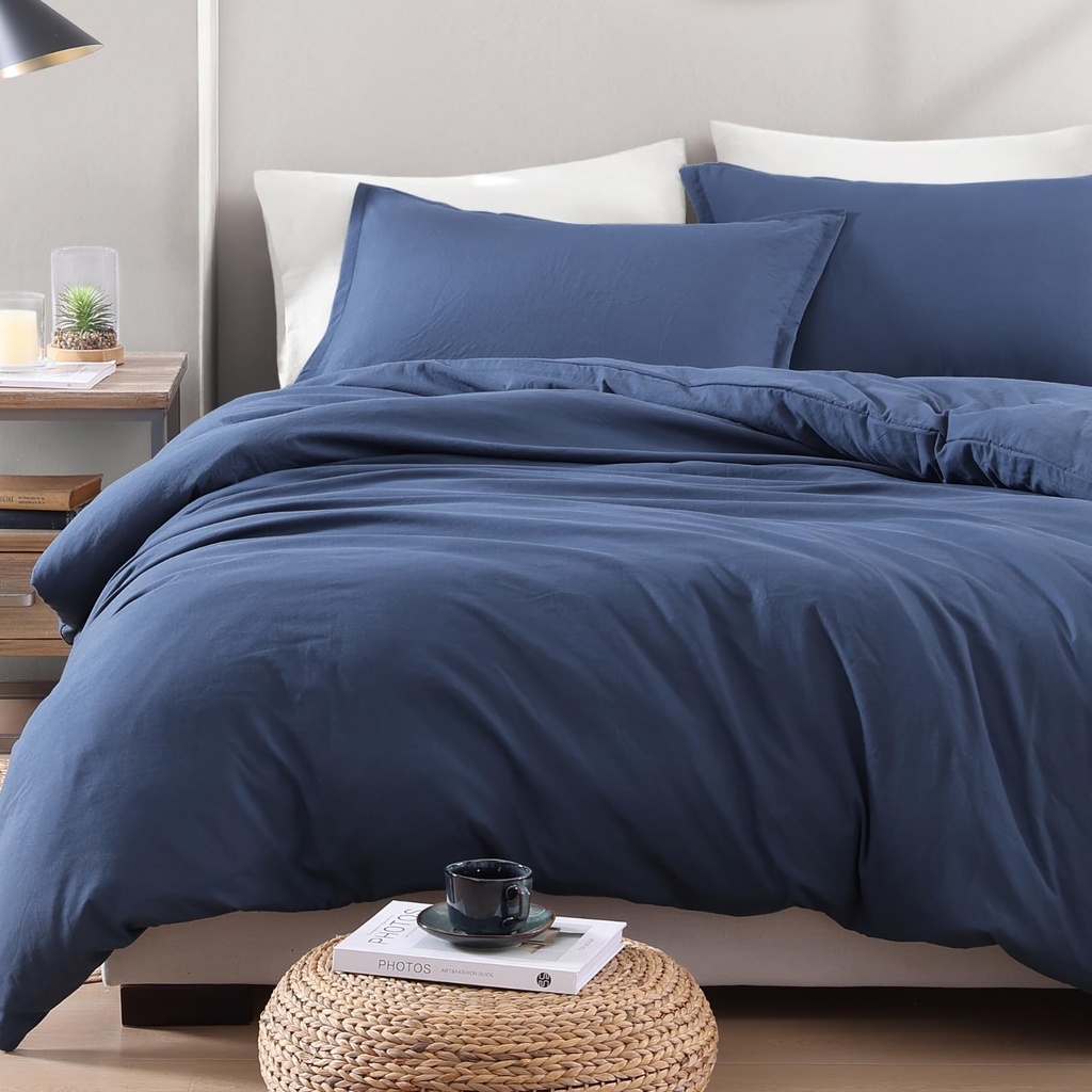 LANE LINEN 4-Piece King Bedding Set - Pre-Washed Microfiber Duvet Cover, Fitted Sheet, and