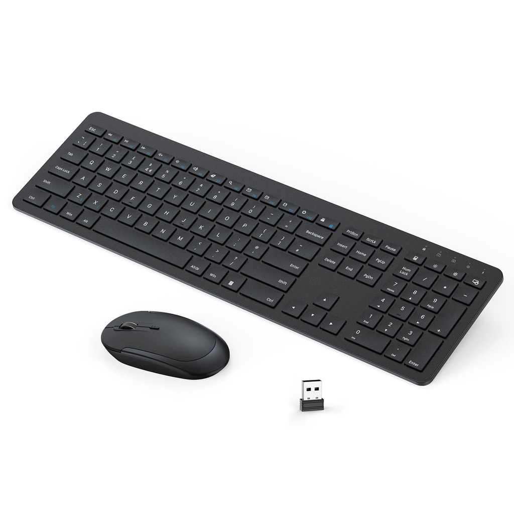 seenda Wireless Keyboard and Mouse Rechargeable, SK38-3 Ultra Slim Quiet USB Keyboard and M
