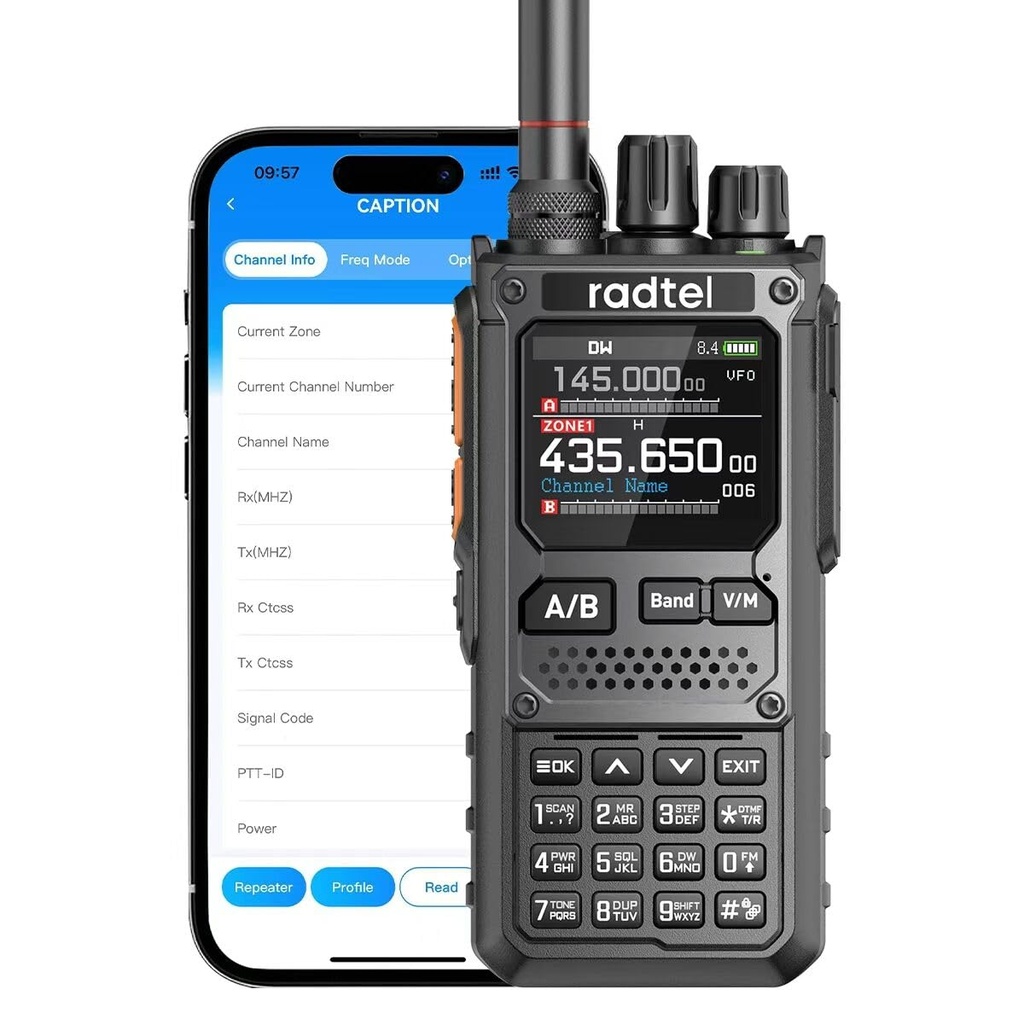 Radtel RT-920 Walkie Talkie 8W Long Range Programmable Bluetooth Two-Way Handheld Radio, SW