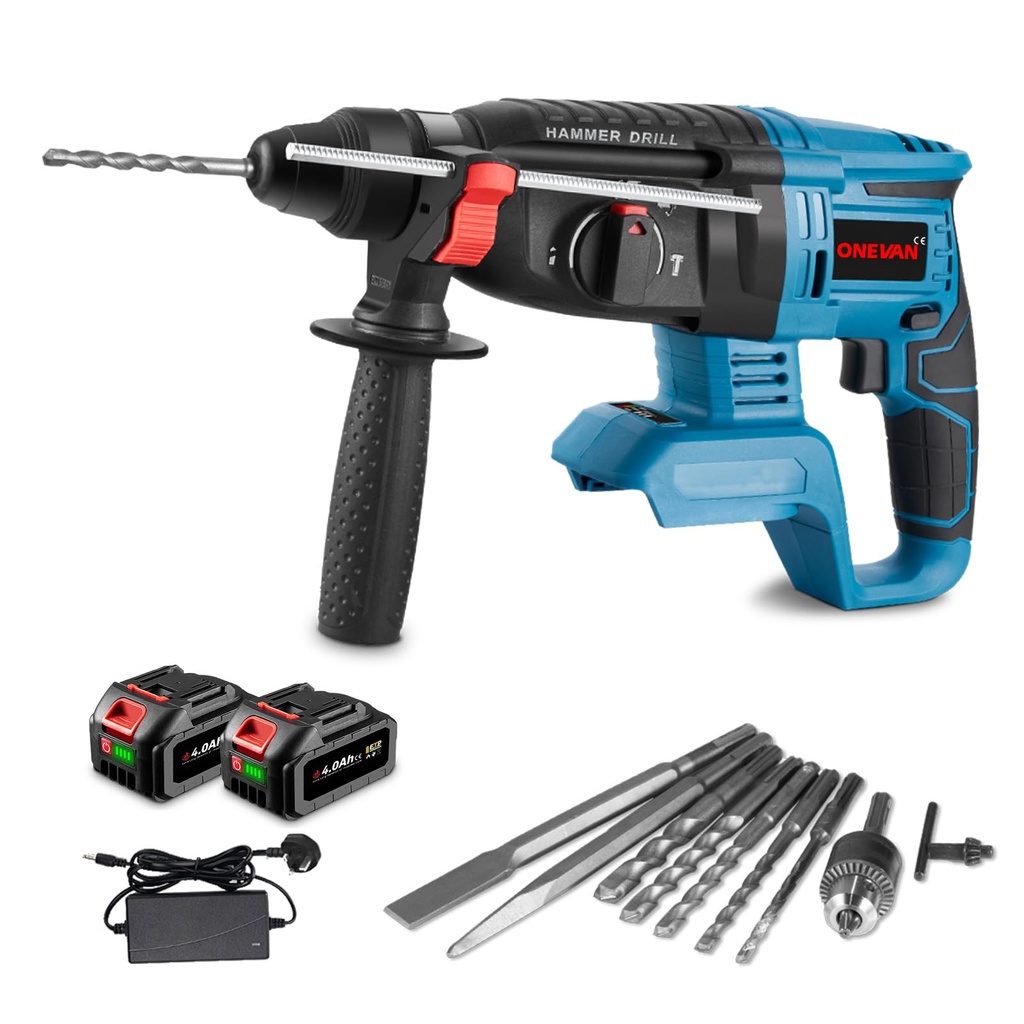 Cordless Hammer Drill - 650W SDS-Plus Heavy Duty Rotary Hammer Drill, with 4-Mode Brushless