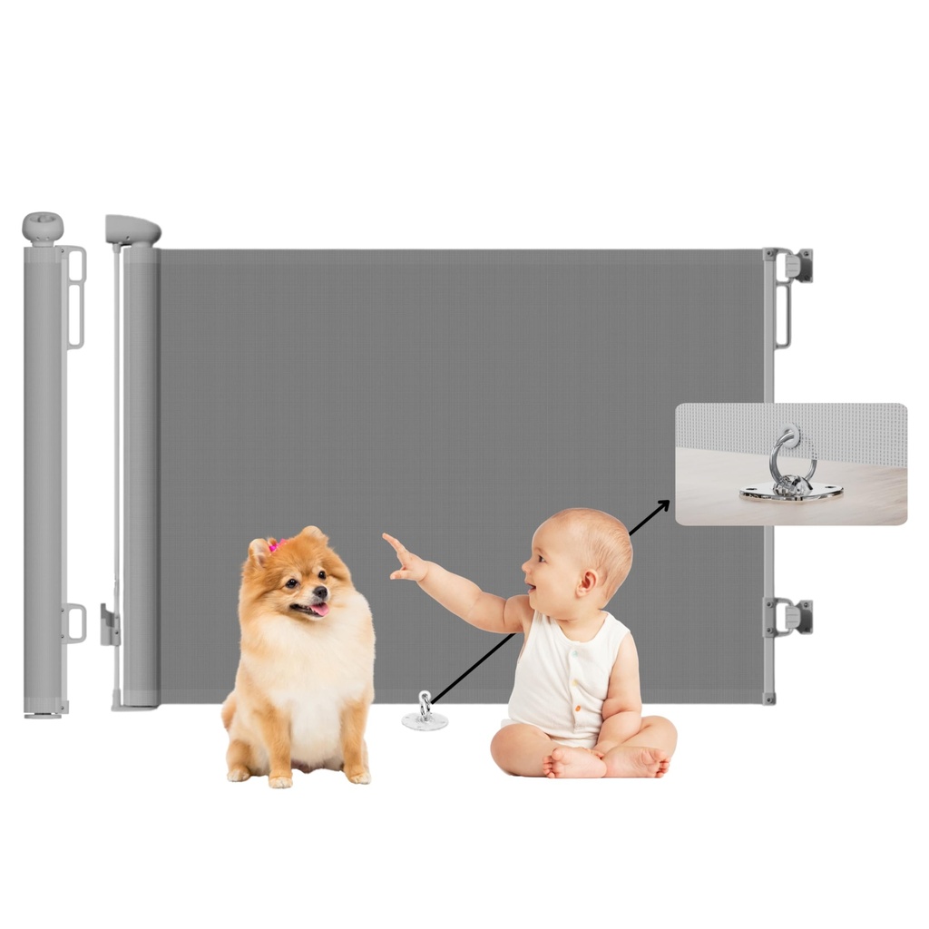 XUZA Retractable Stair Gate | Baby Gate | Stair Gates for Dogs & Babies - Extra Wide Safety