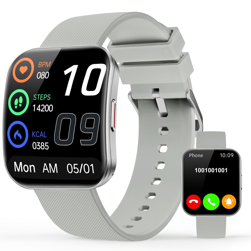 Smart Watch for Men Women, Bluetooth Calls, AI Dial, AI Q&A,1.85"HD AMOLED Curved Display F