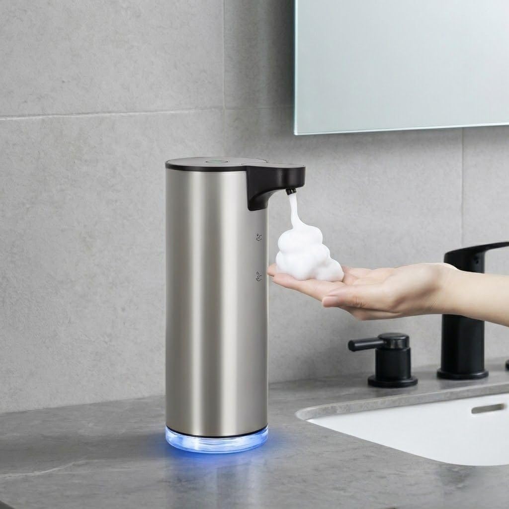 Stainless Steel Automatic Soap Dispenser: Electric Foam Soap Dispenser with Auto Clean & Li