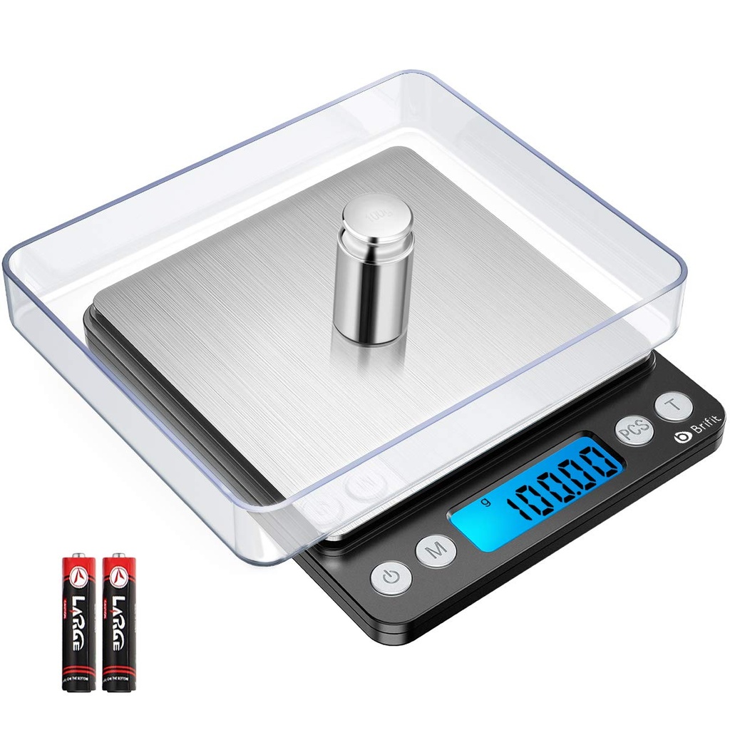 Brifit Digital Pocket Scale, 500g High Precision Digital Kitchen Scales with 100g Calibrati