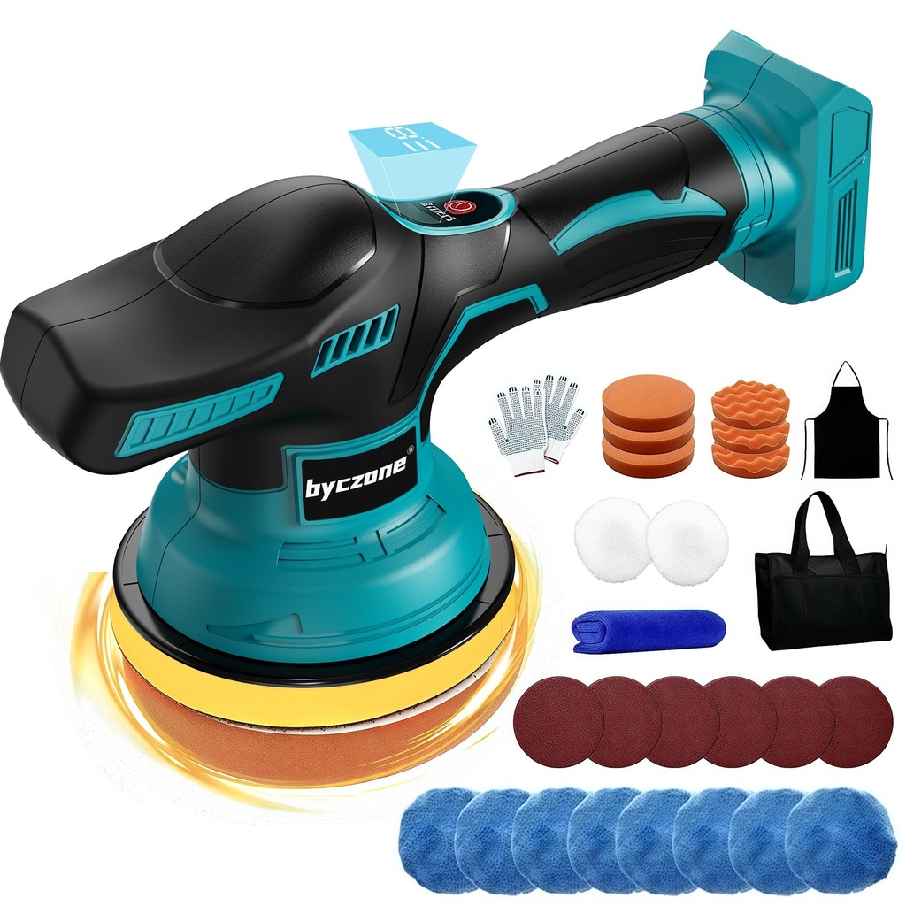 byczone Cordless Car Buffer Polisher for Makita 18V Battery, 6 Inch Portable Orbital Buffer