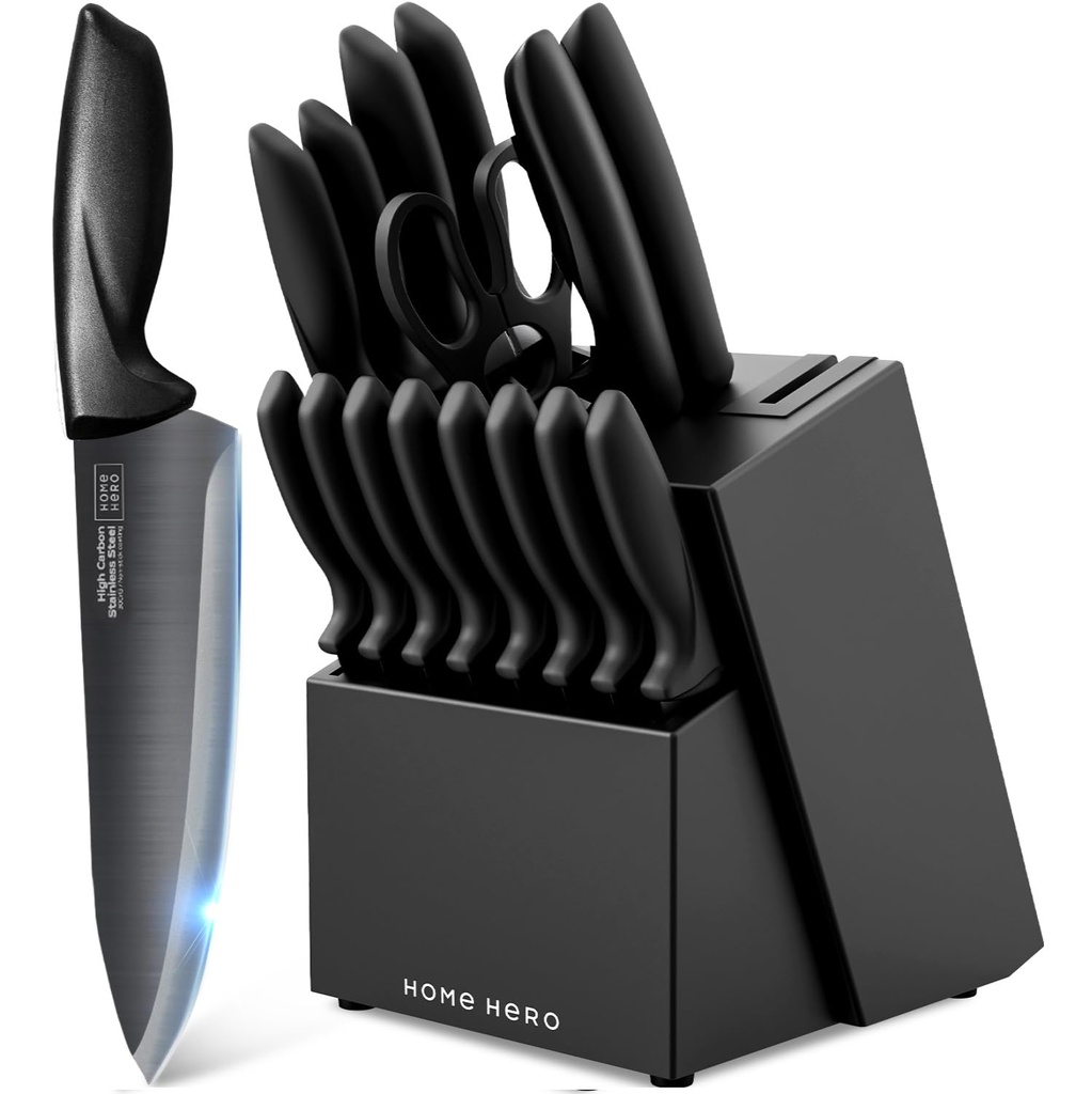 Home Hero Ultra-Sharp Stainless Steel Kitchen Knife Set - Chef Knives Set (16 pcs Block Set)
