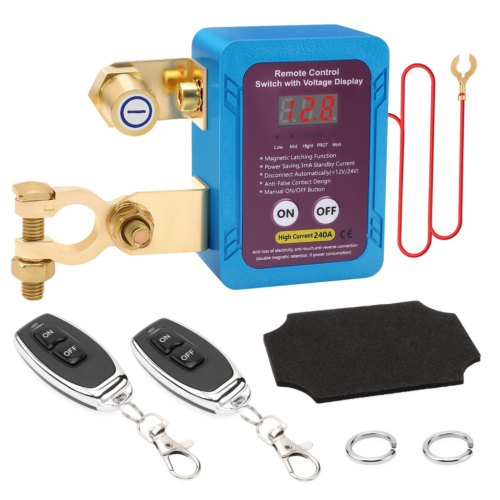Liwogi Kill Switch for Car with Remote, Battery Disconnect Switch 12V 240A Anti Theft Automa