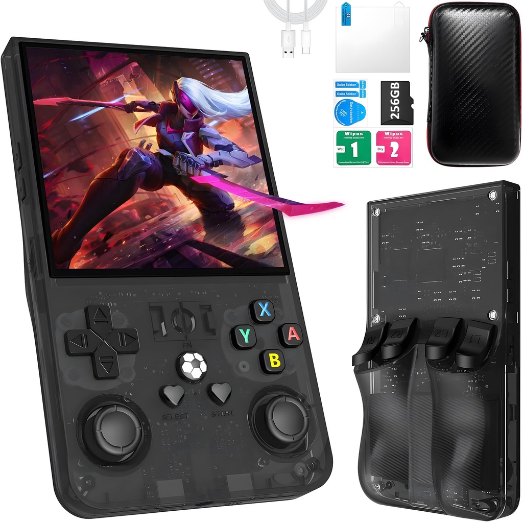 R36MAX Retro Handheld Game Console,Game Console with 256GB TF Card, 40000+ Classic Games,Ga