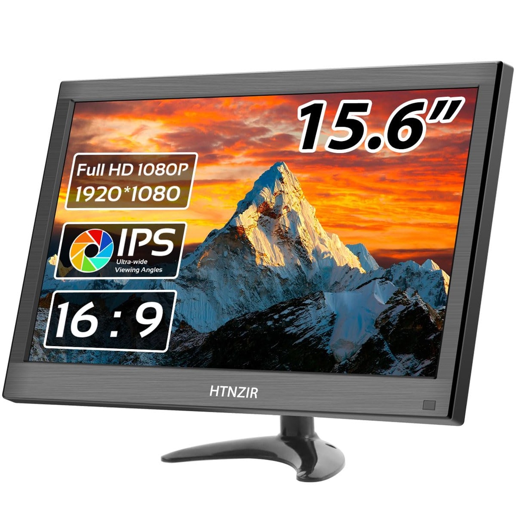 HTNZIR 15.6 Inch PC Monitor FHD IPS Display 1920 x 1080P LED Portable Monitor Desktop Monit