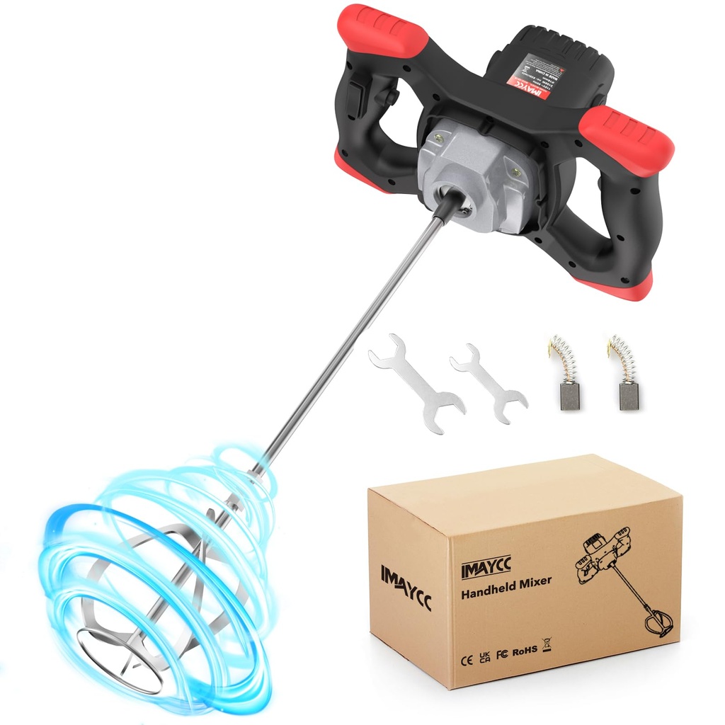 IMAYCC Portable Concrete Cement Mixer 2100W Electric Paddle Mixer Adjustable 6 Speed Handhe