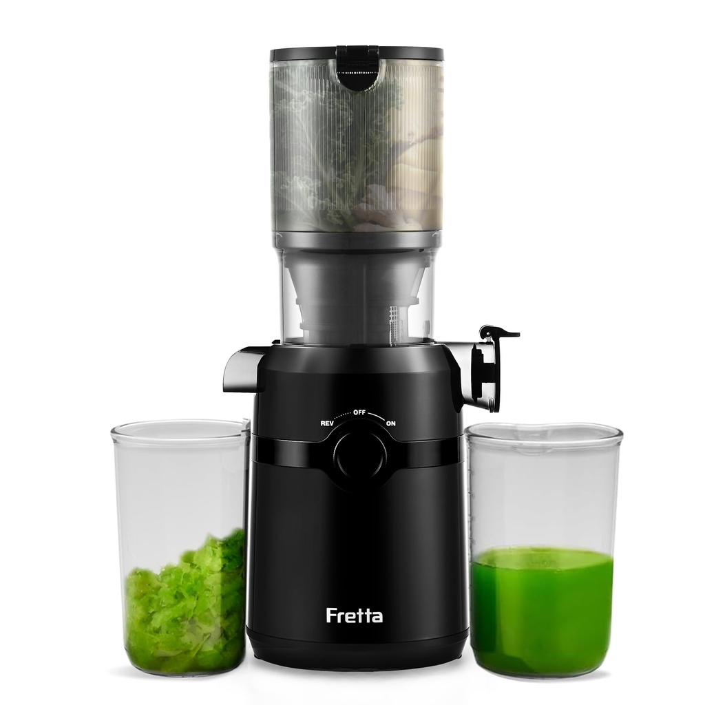 Fretta Cold Press Juicer Machines, Self-Feeding juicer with 108mm&1.0L Feeding Chute for Wh