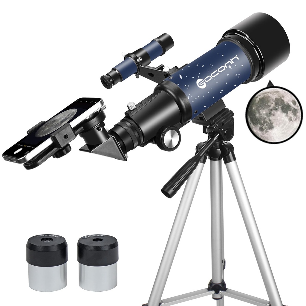 Telescope for Adults Beginners, 70mm Aperture 400mm AZ Mount Fully Multi-Coated Optics Refr
