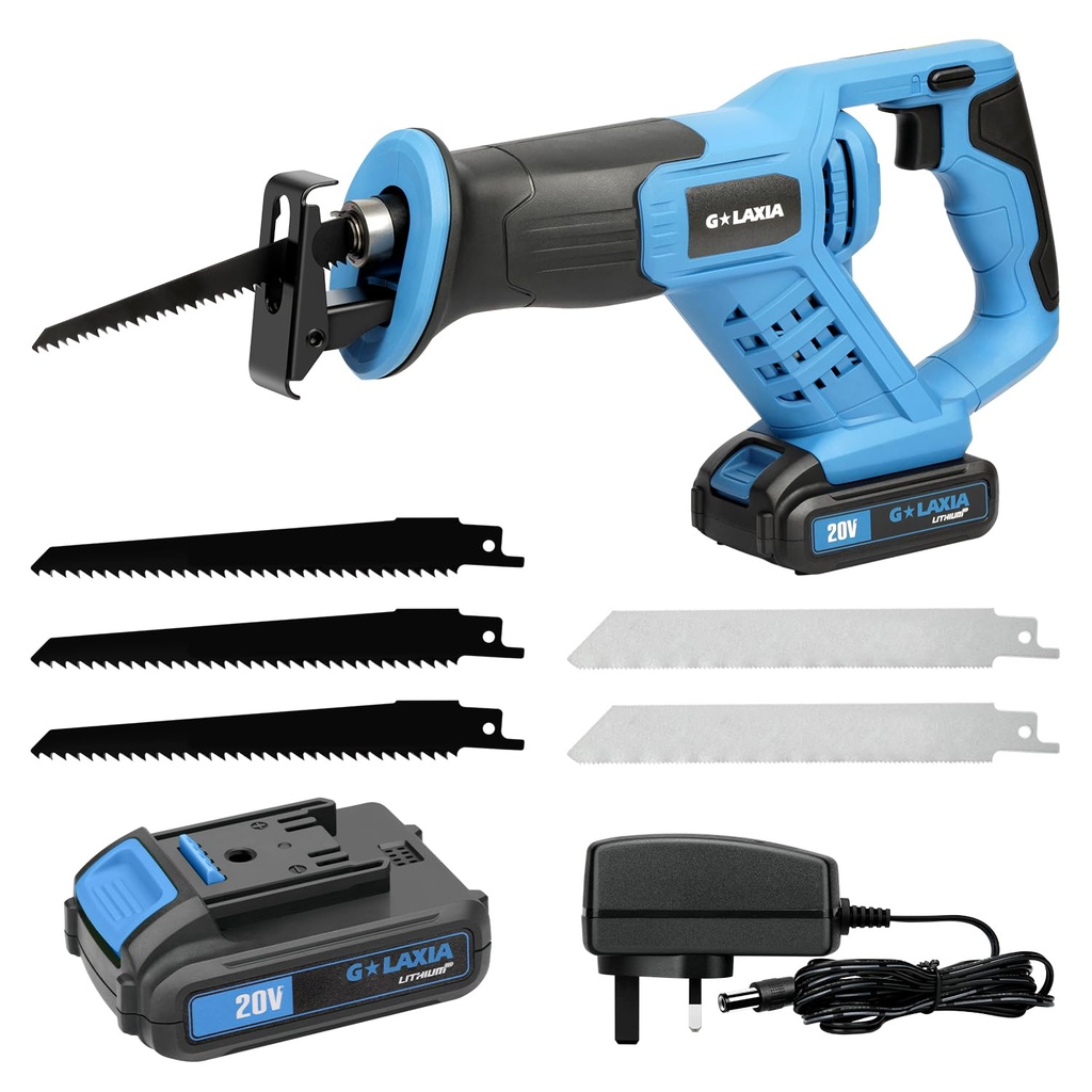 G LAXIA 20V Reciprocating Saws,Reciprocating Electric Saw with 5 Saws Blade, Maximum 3000SP